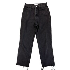 PACSUN Women's 25 Black High Rise Button Fly Straight Jeans Urban Streetwear Y2K
